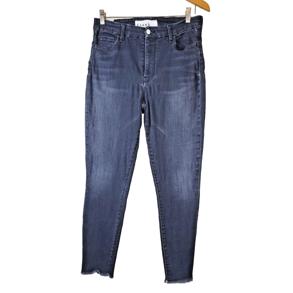 Frank & Eileen Jeans‎ Womens 30 Black Stretch Sligo Mid-Rise Raw Hem Distressed